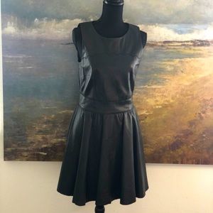 Sandro. Black leather dress. Size 2
